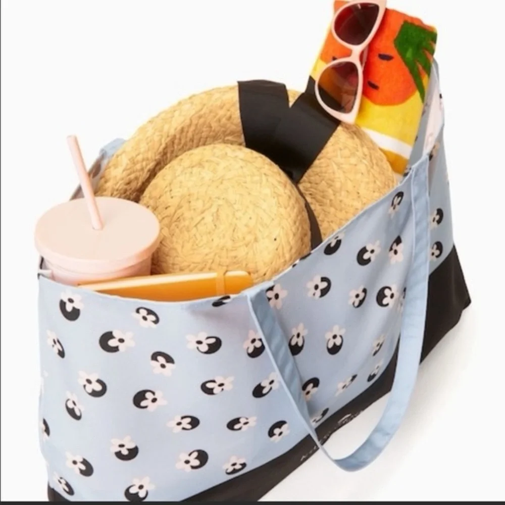 Kate Spade Large Polka Dot Reusable Floral‎ Shopping Tote Eco Friendly